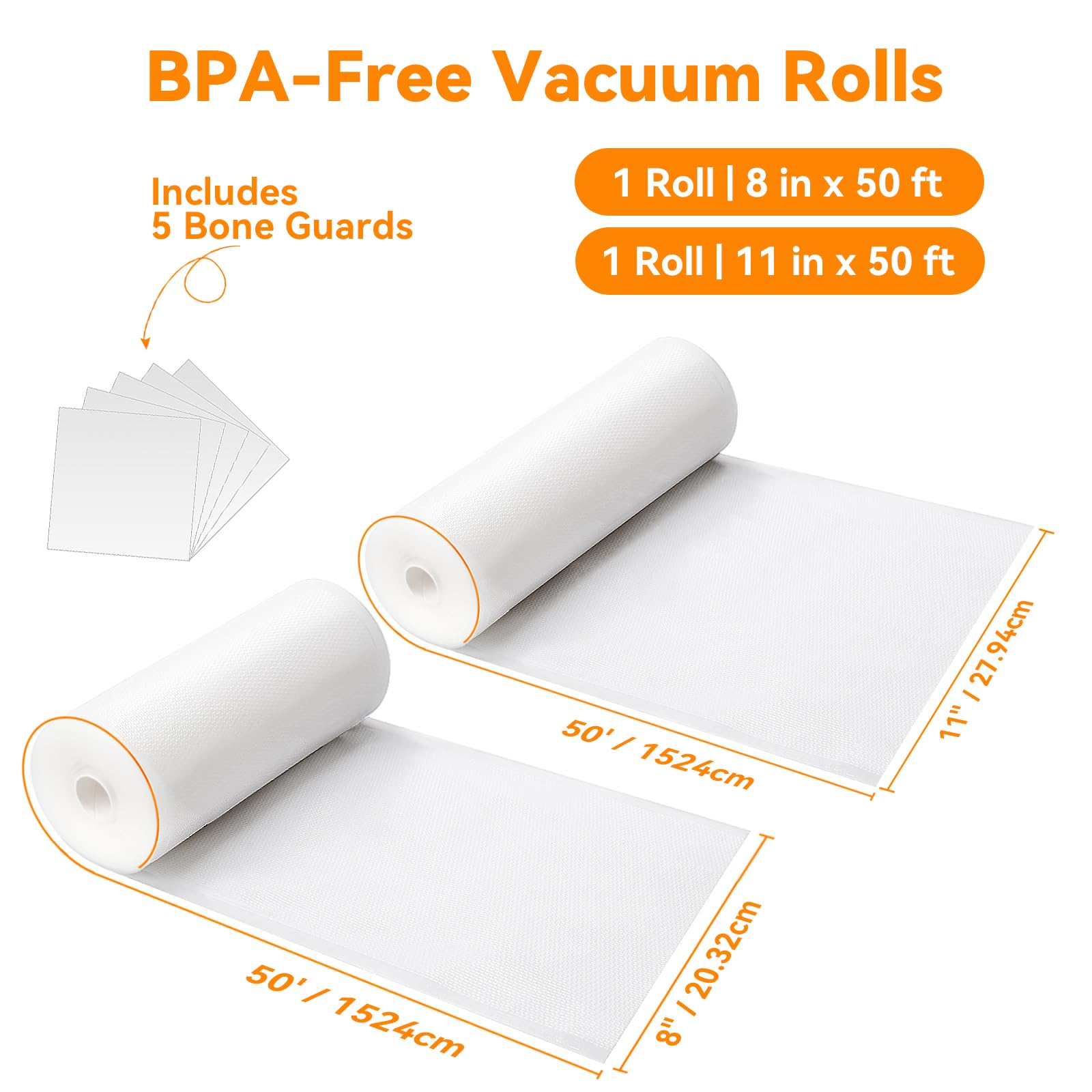 Wevac 11x50 roll showcasing heavy-duty material for bulk meal prep.