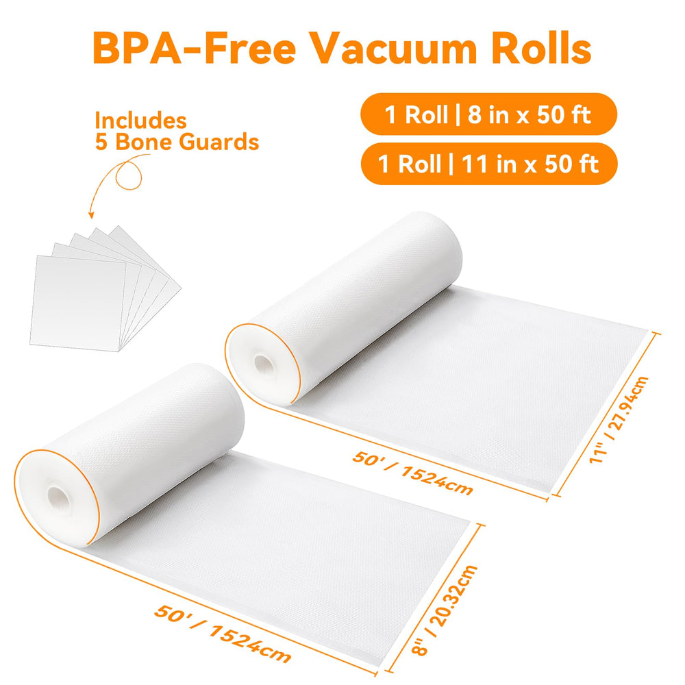 Wevac 11x50 roll showcasing heavy-duty material for bulk meal prep.