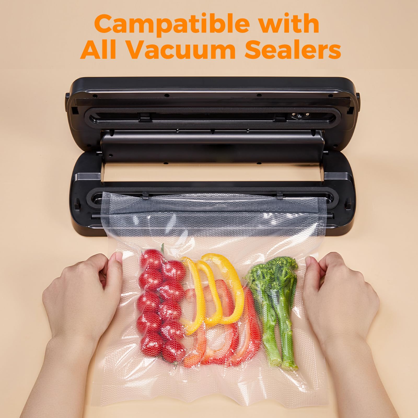 Wevac compatible vacuum bags fit most sealers for flexible bag sizing.