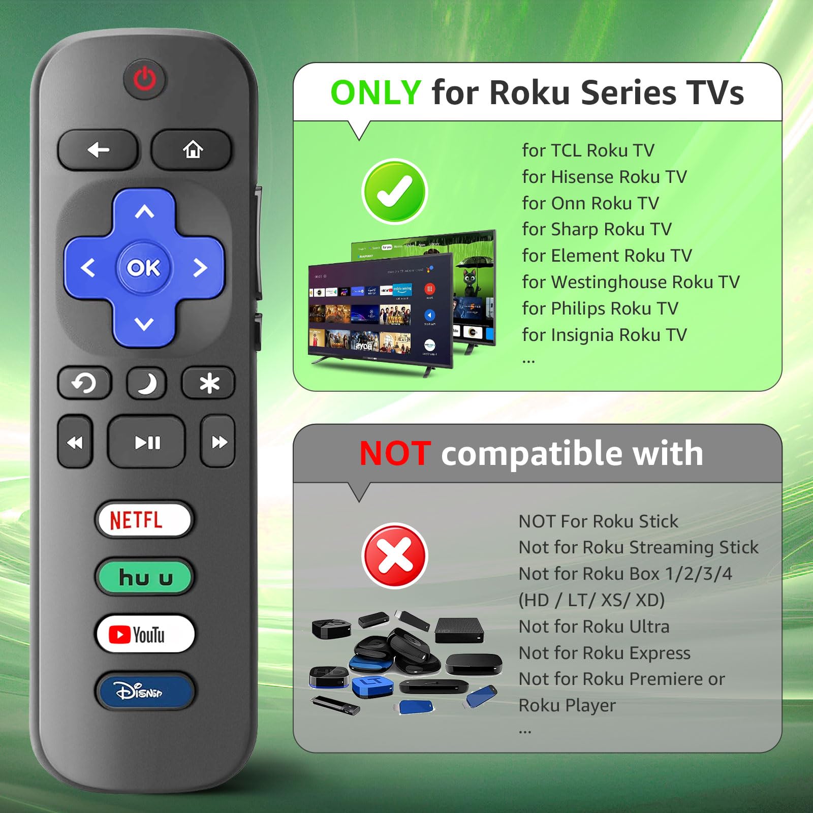 Wevove soft silicone case protects the Roku remote from dust and slips.