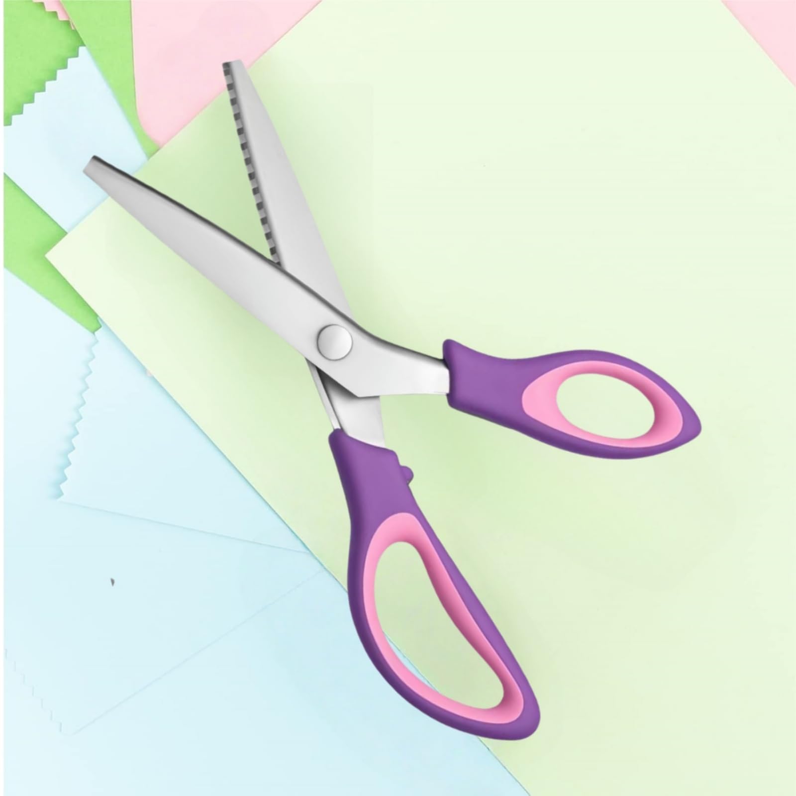 WFOEJEJ pinking shears cutting fabric with clean zig zag edge