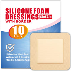 WHAMZ33 W silicone foam dressing 4x4 front view, individually wrapped for sterile home use