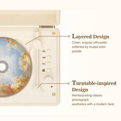 WhatPlus portable CD player with built-in speakers for room-filling sound.