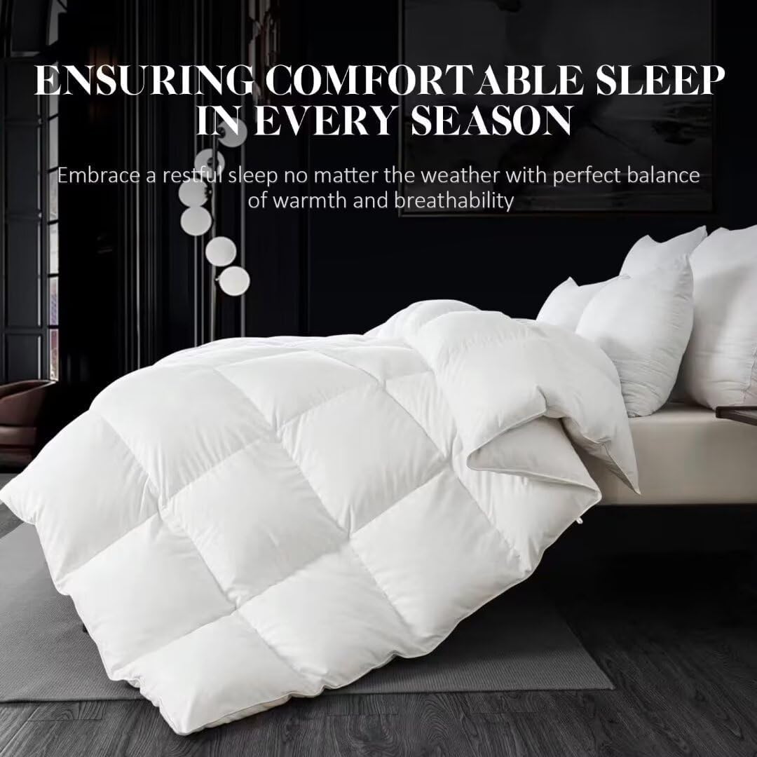 WhatsBedding feather down fiber comforter king on bed showcases soft cotton comfort