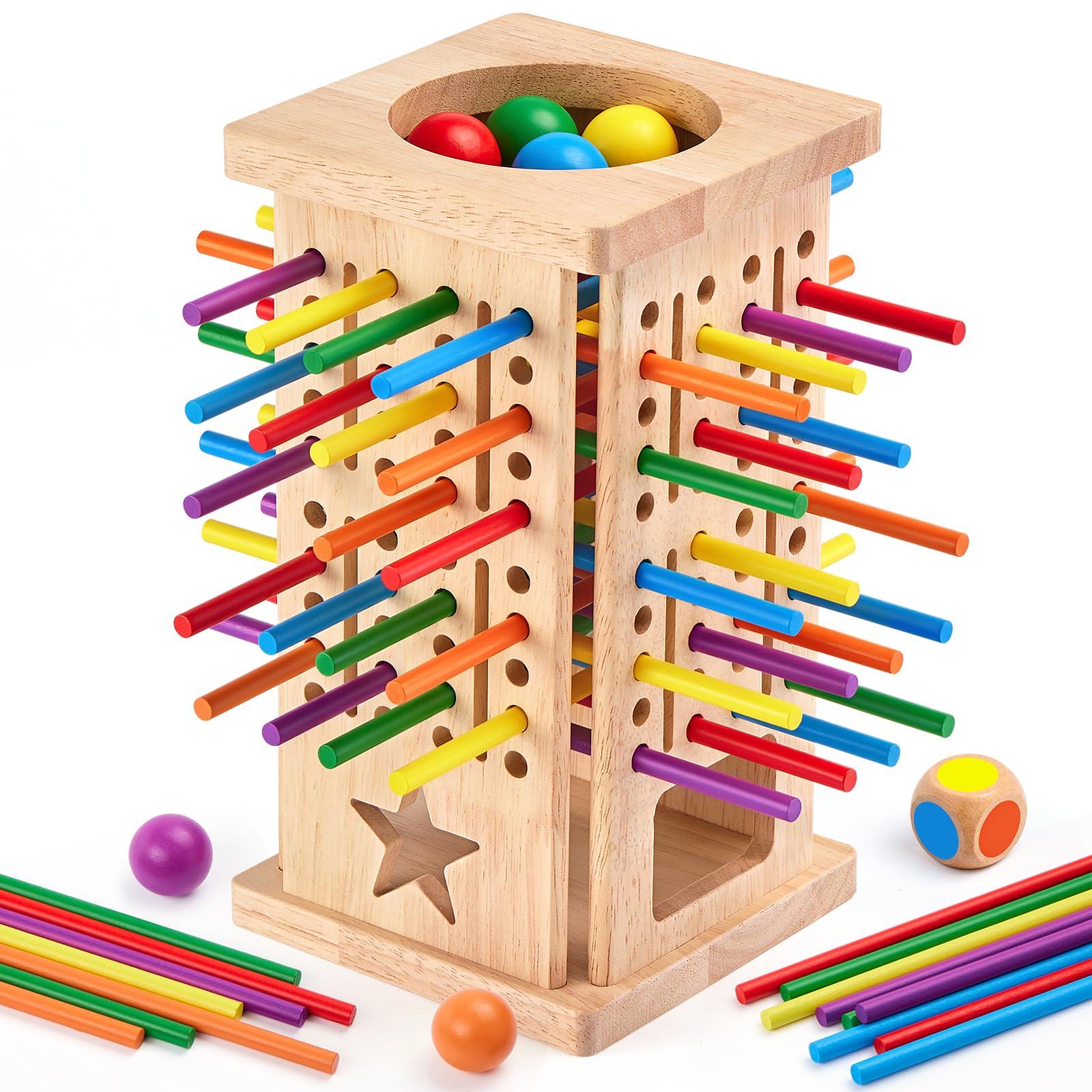 WhimsiPlay Montessori wooden board game full set for family fun and learning.