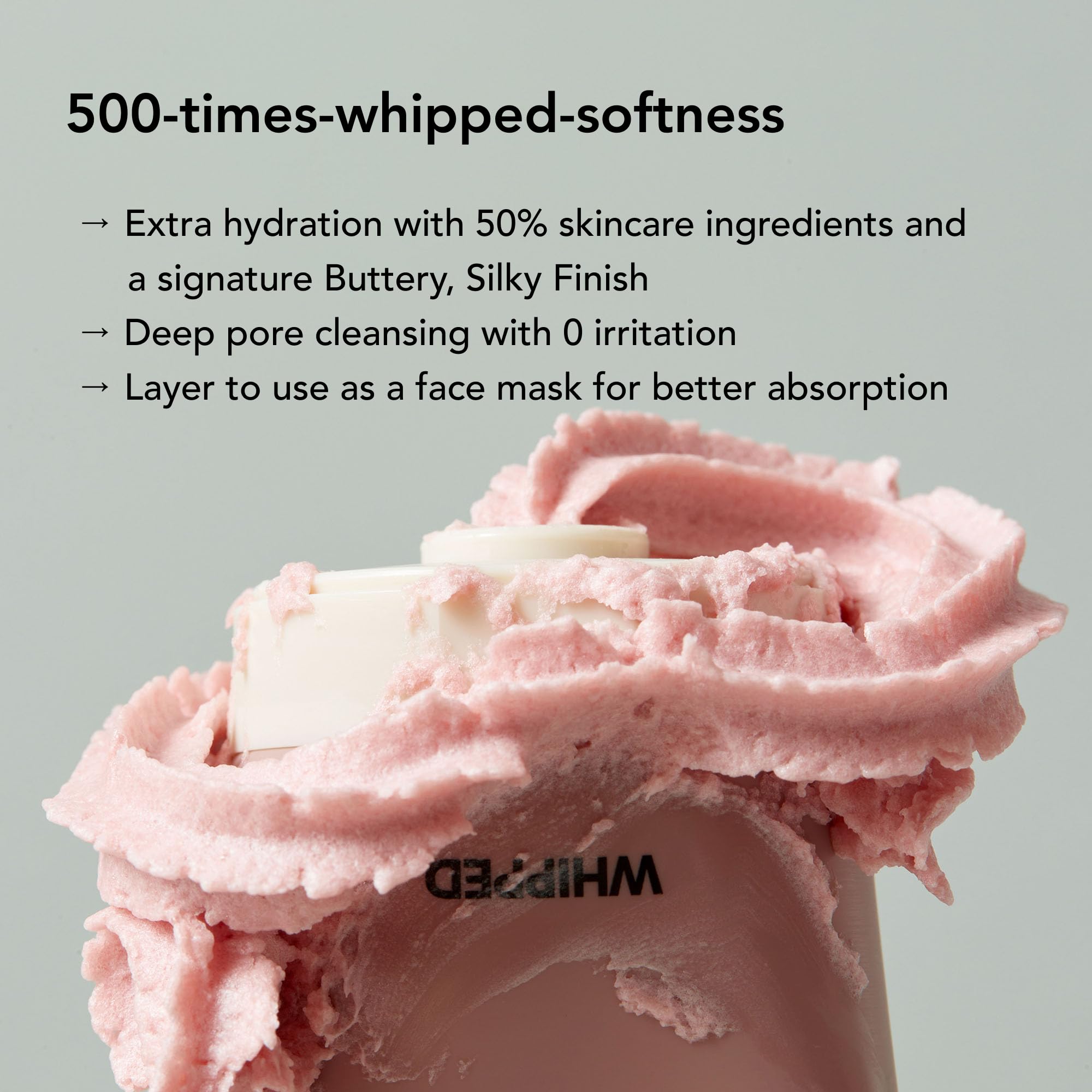 Whipped Semo Face Wash mask application on clean skin for 1-2 minutes.