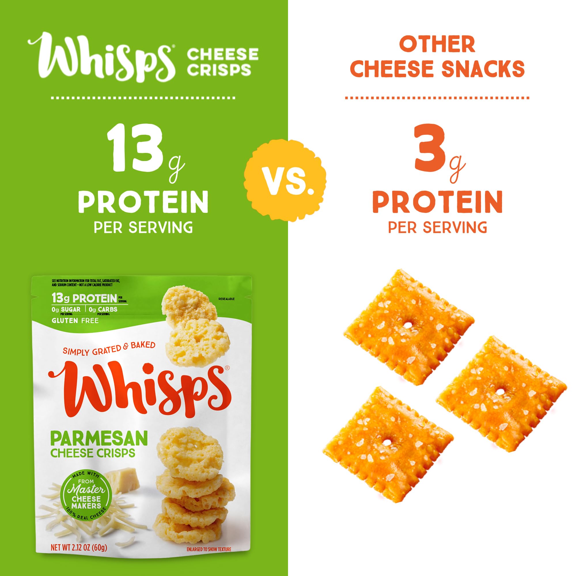 Whisps pepper jack crisps close up with bold flavor hint