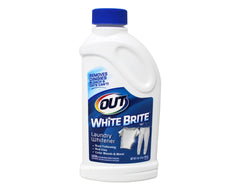 White Brite laundry whitener powder bottle showing safe whitening for whites and colorfast fabrics