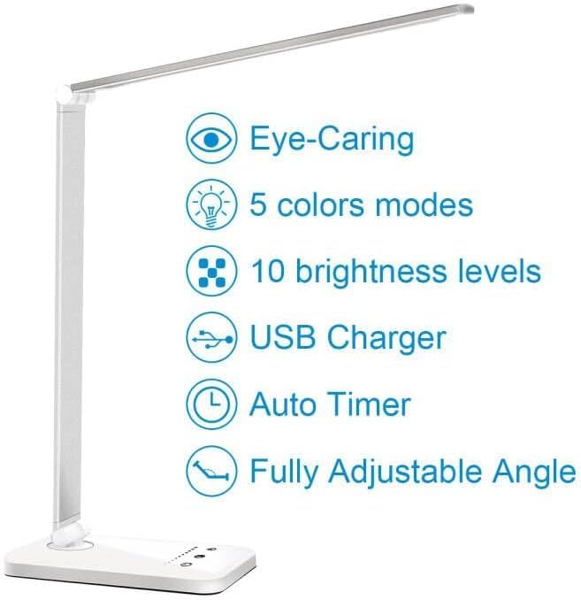 White Crown LED Desk Lamp on a clean desk setup