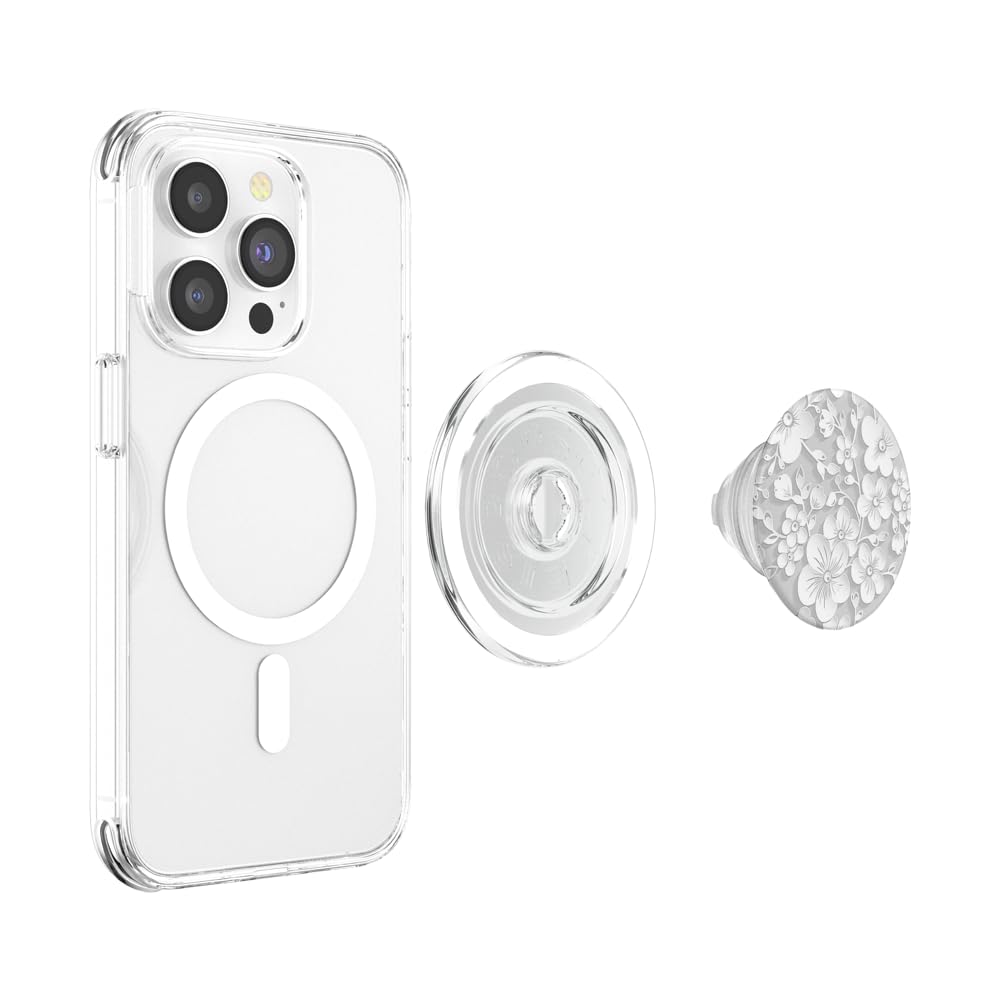 Adaptor ring included with White Flower PopGrip to add MagSafe to any case