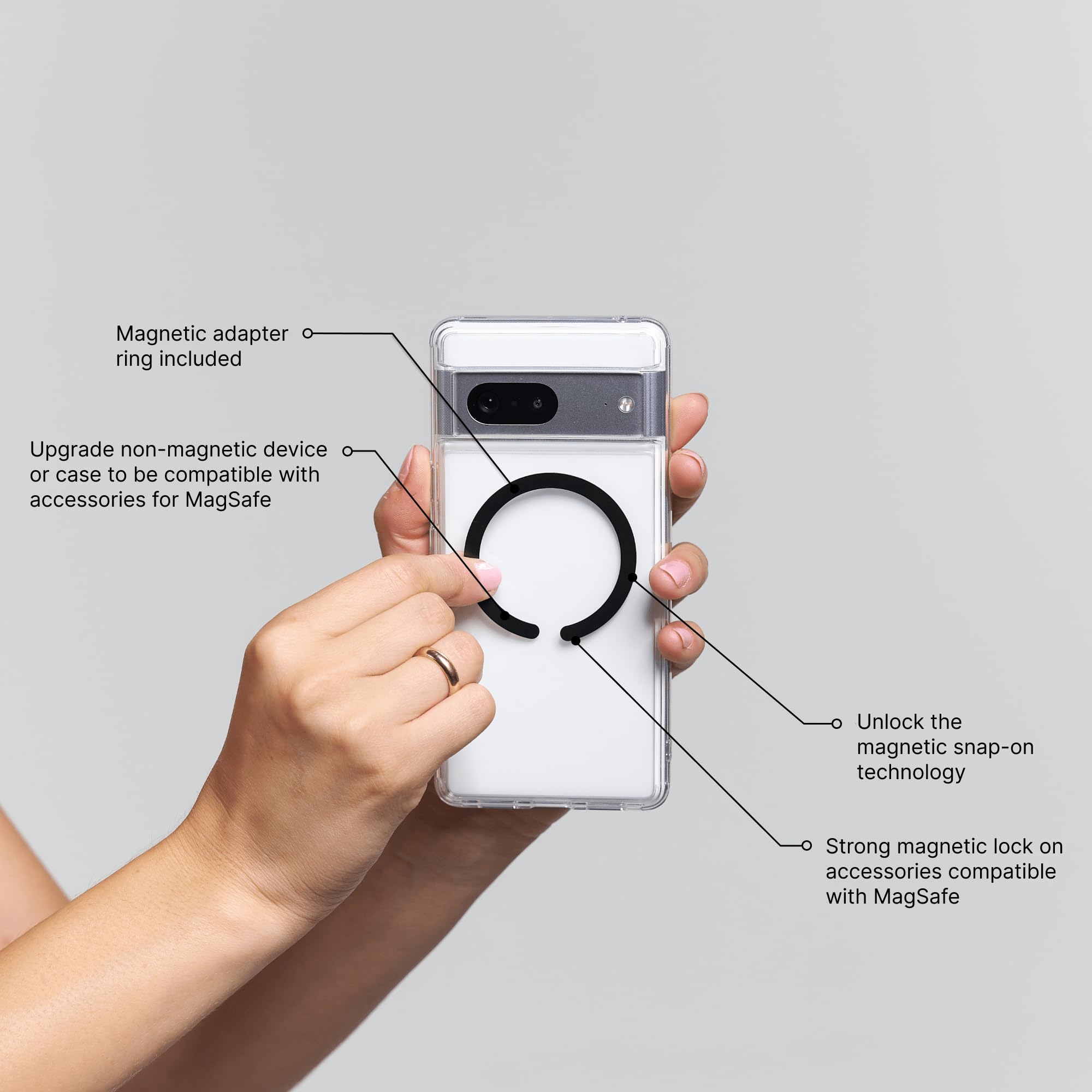 White Flower PopGrip in use with MagSafe for secure handling
