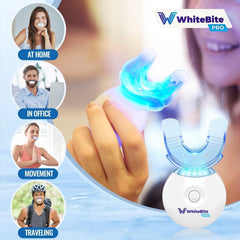 Whitebite Pro enamel-safe formula shown for gentle whitening on sensitive enamel.