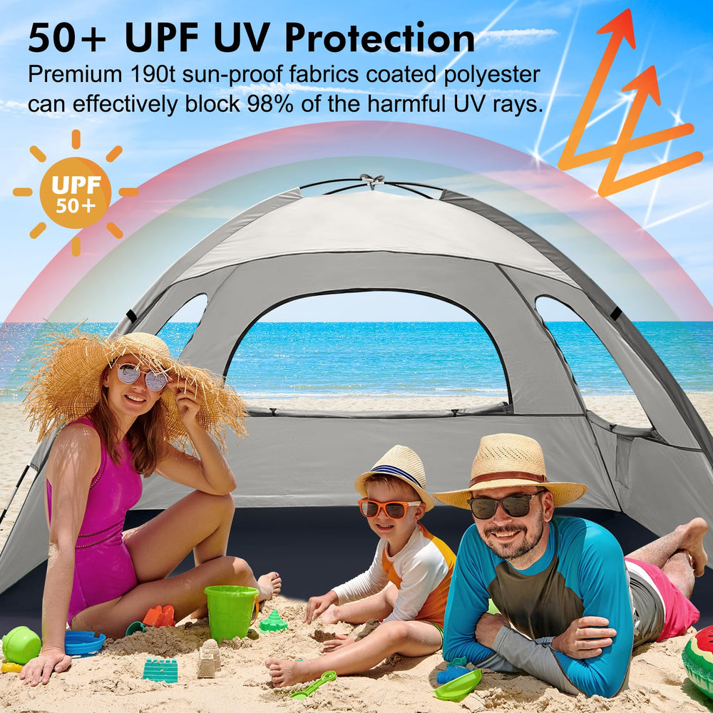 WhiteFang Beach Tent mesh windows maximize ventilation while keeping sun out.