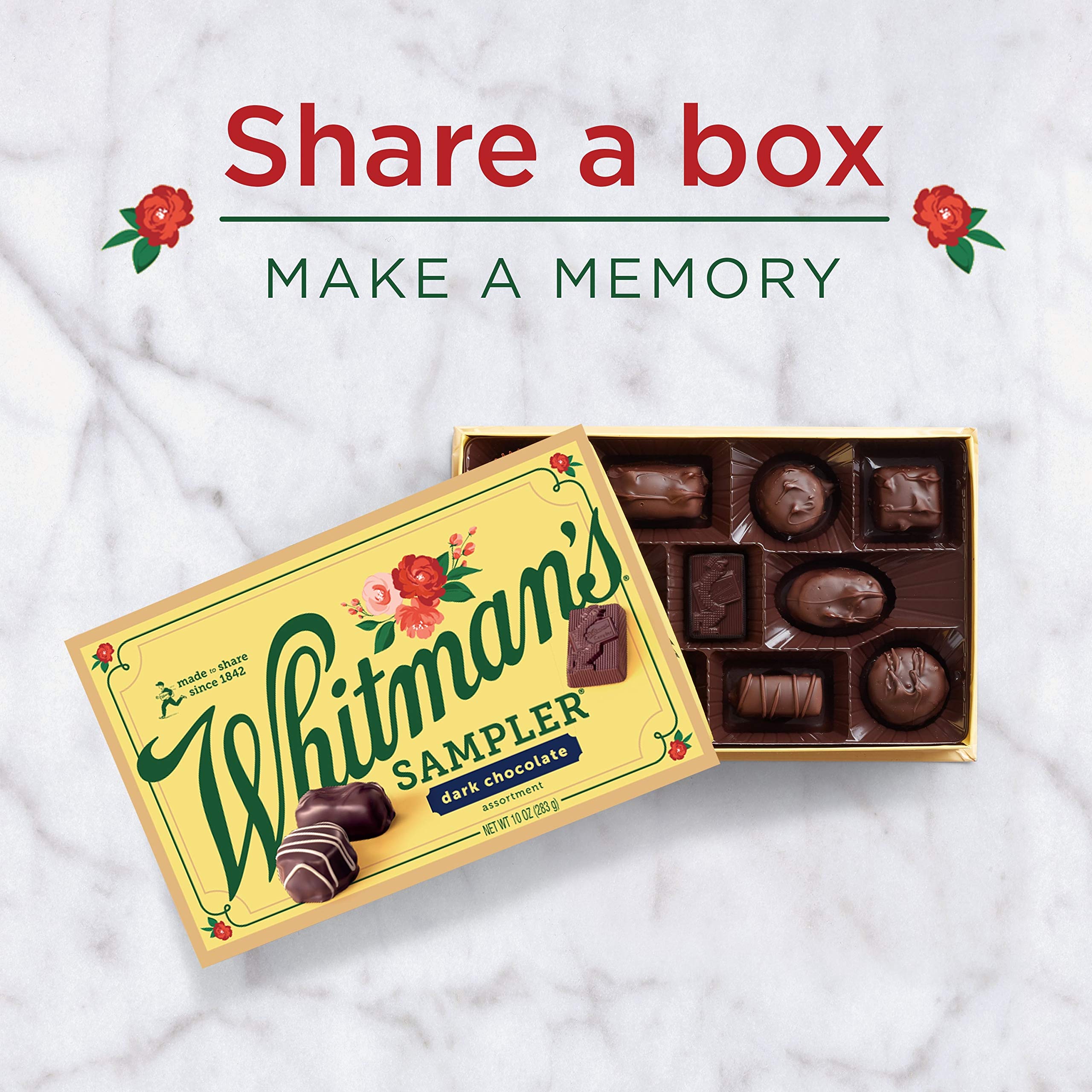 Whitman's Sampler caramels and creams display a smooth finish and balanced sweetness.