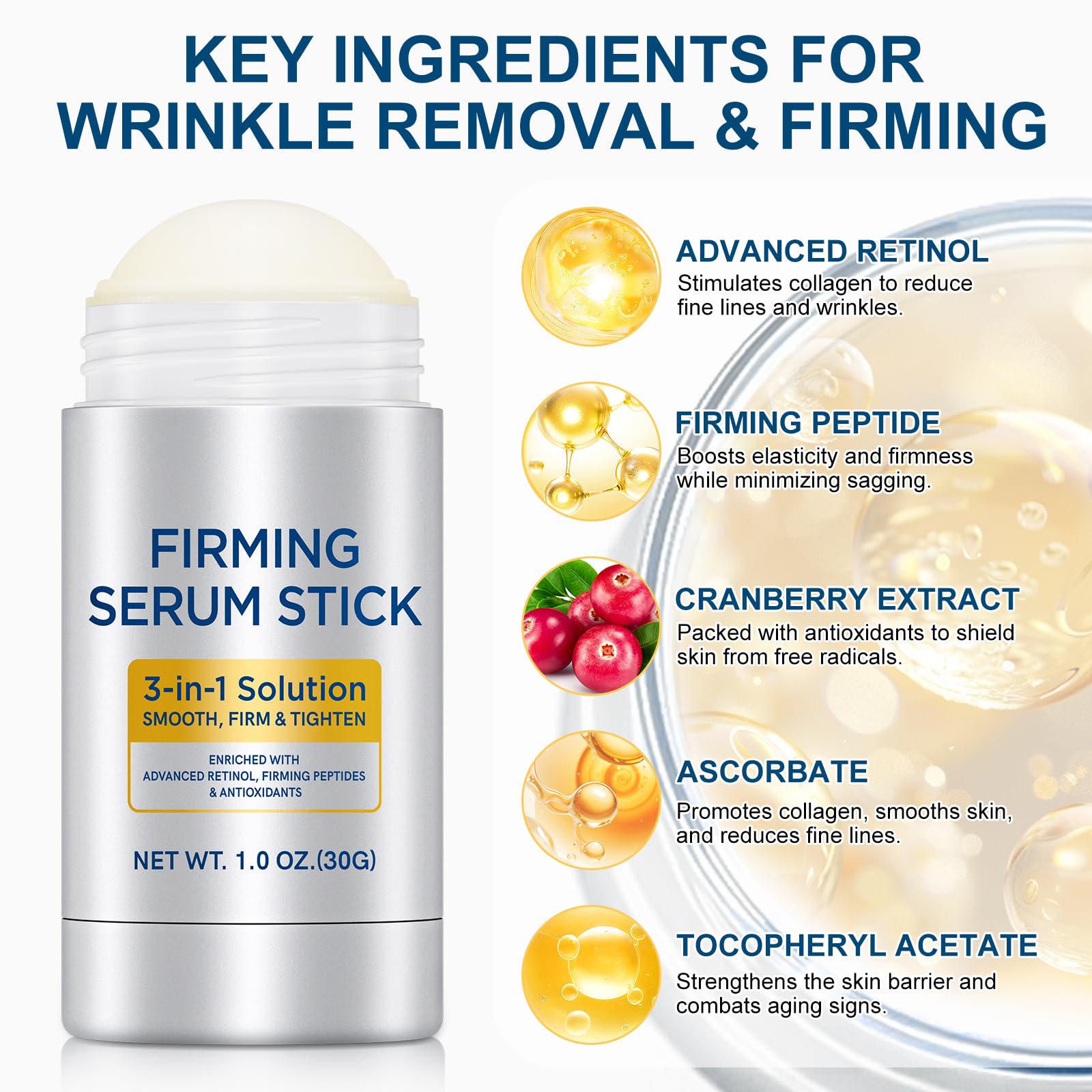 WHLH & WELL-BEING retinol serum stick improves texture for a smoother surface