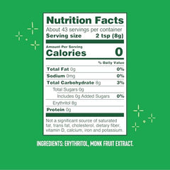 Whole Earth Monk Fruit-Erythritol blend bottle shown for versatile cooking and baking.