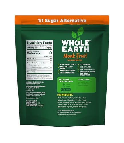 Whole Earth Monk Fruit Sweetener used in baking to create sugar-free desserts