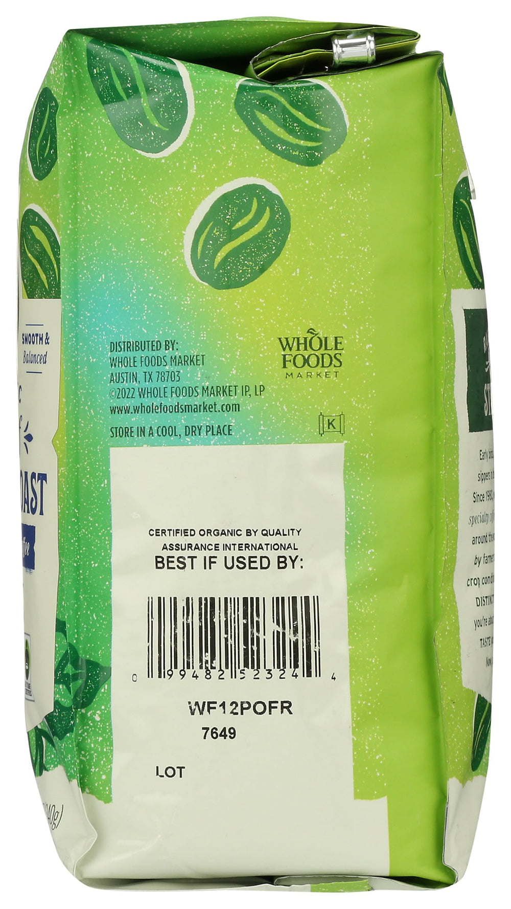 Whole Foods Market certified coffee with Rainforest Alliance and Fair Trade labels