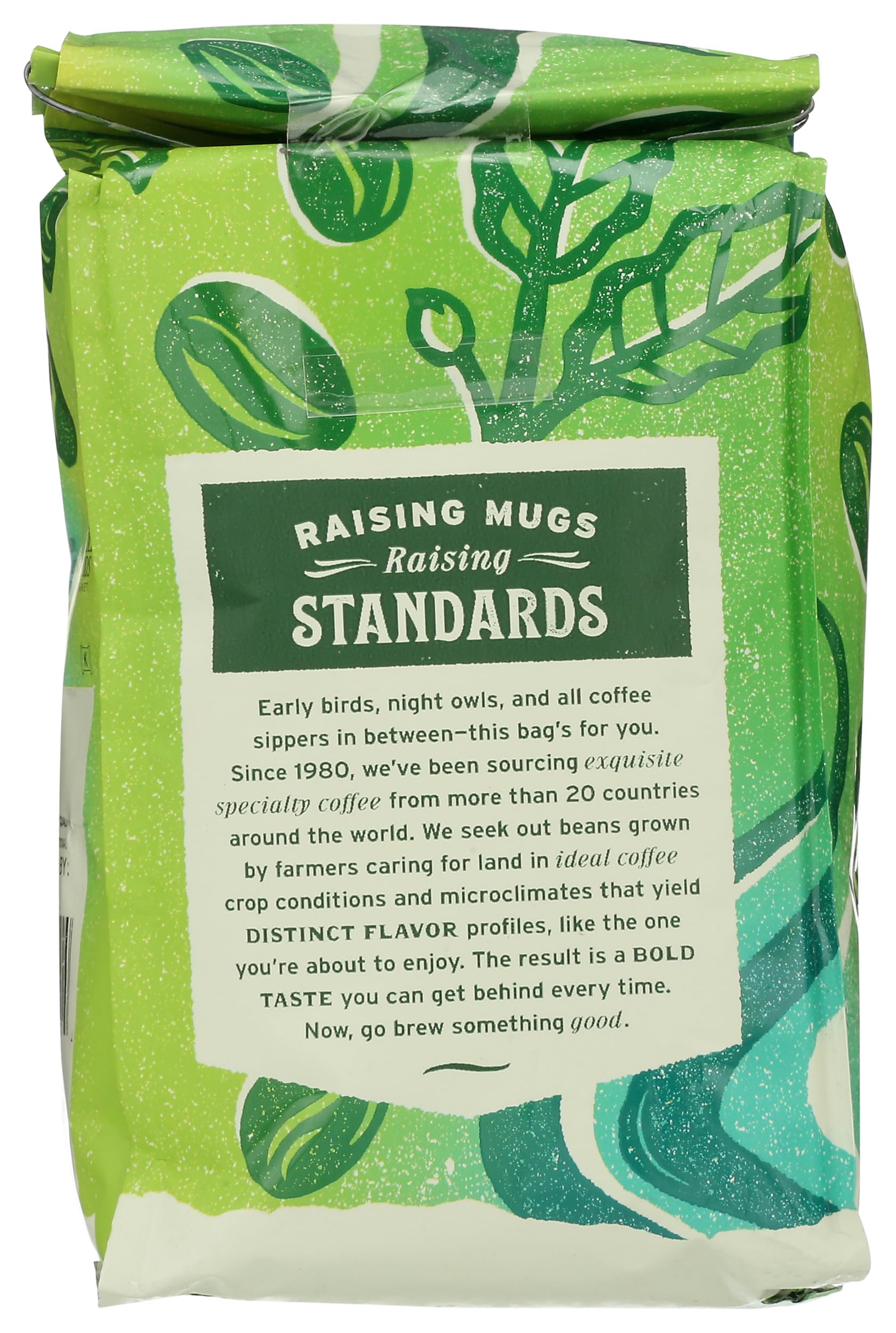 Whole Foods Market Organic Breakfast Blend coffee beans offering bright citrus and milk chocolate notes