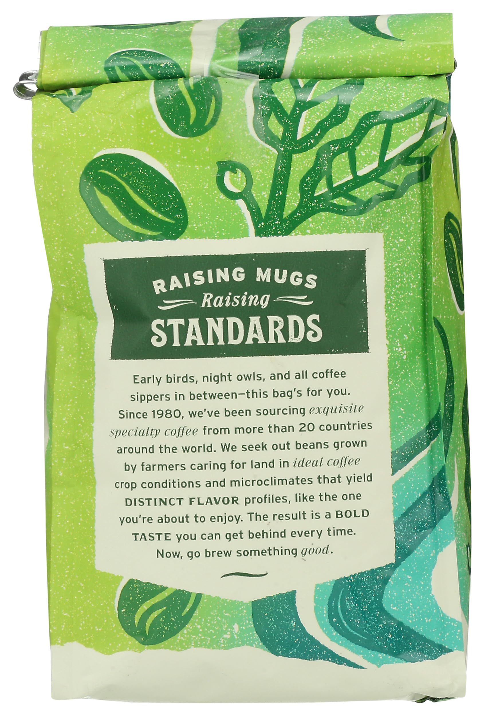 Close-up of Whole Foods Market Organic Café la Duena label highlighting organic sourcing