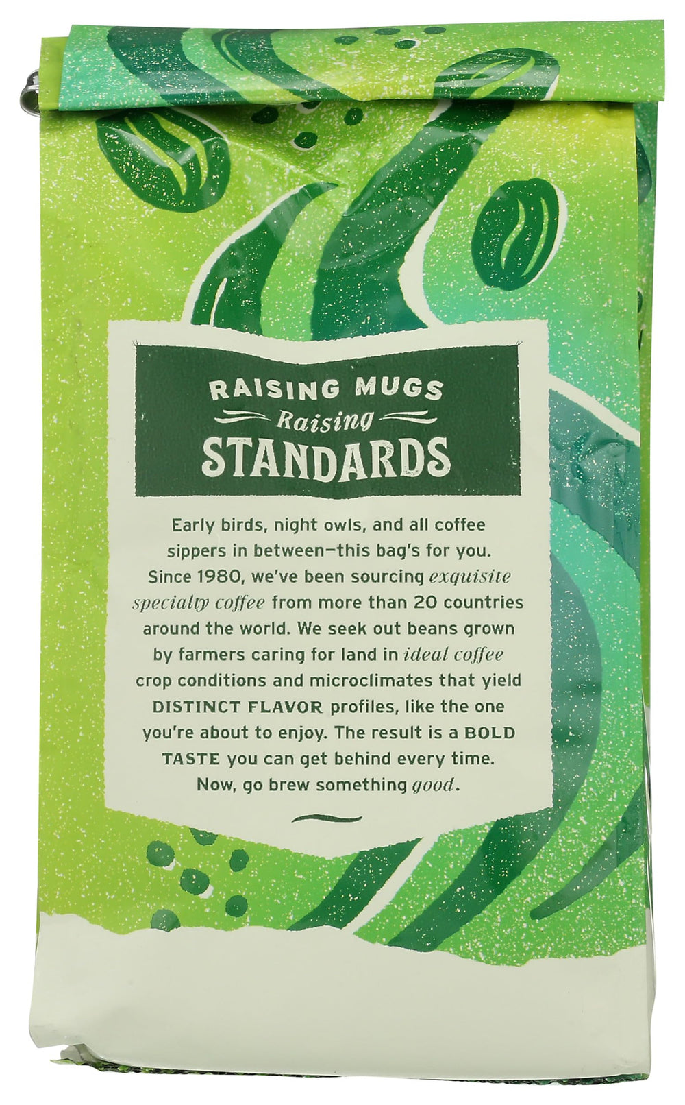 Whole Foods Market Organic Early Bird Blend close-up shows cocoa notes in grounds.
