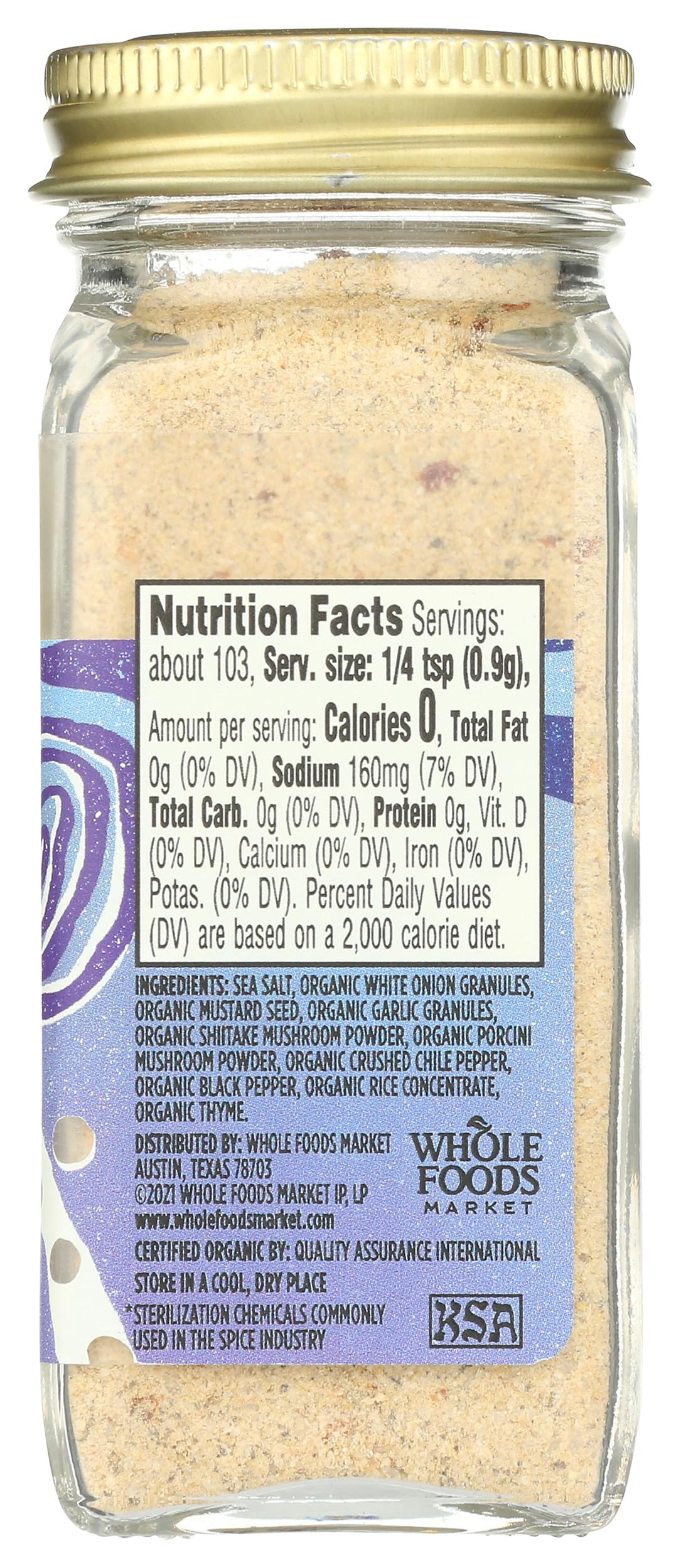 Whole Foods Market organic seal with non-GMO assurance.