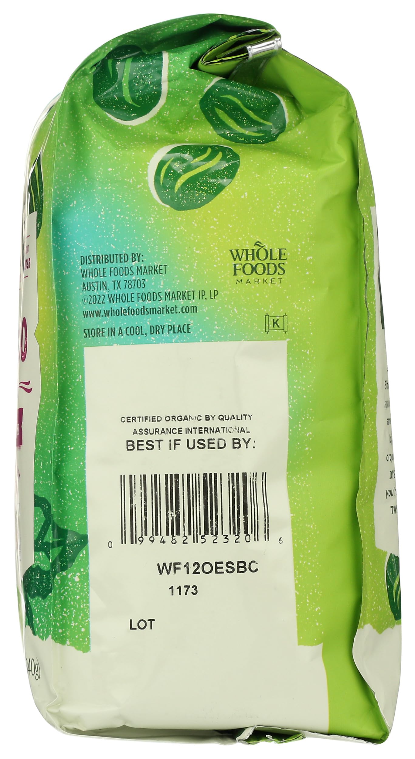 Whole Foods Market Organic Espresso Bel Canto resealable bag preserves freshness and flavor