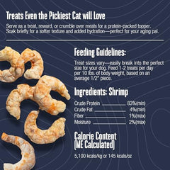 Whole Life Pet Just One Shrimp close-up of freeze-dried shrimp bite with real shrimp flavor.