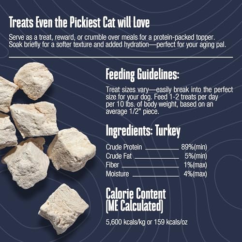Freeze-dried turkey morsels from Whole Life Pet Just One Turkey, crunchy texture
