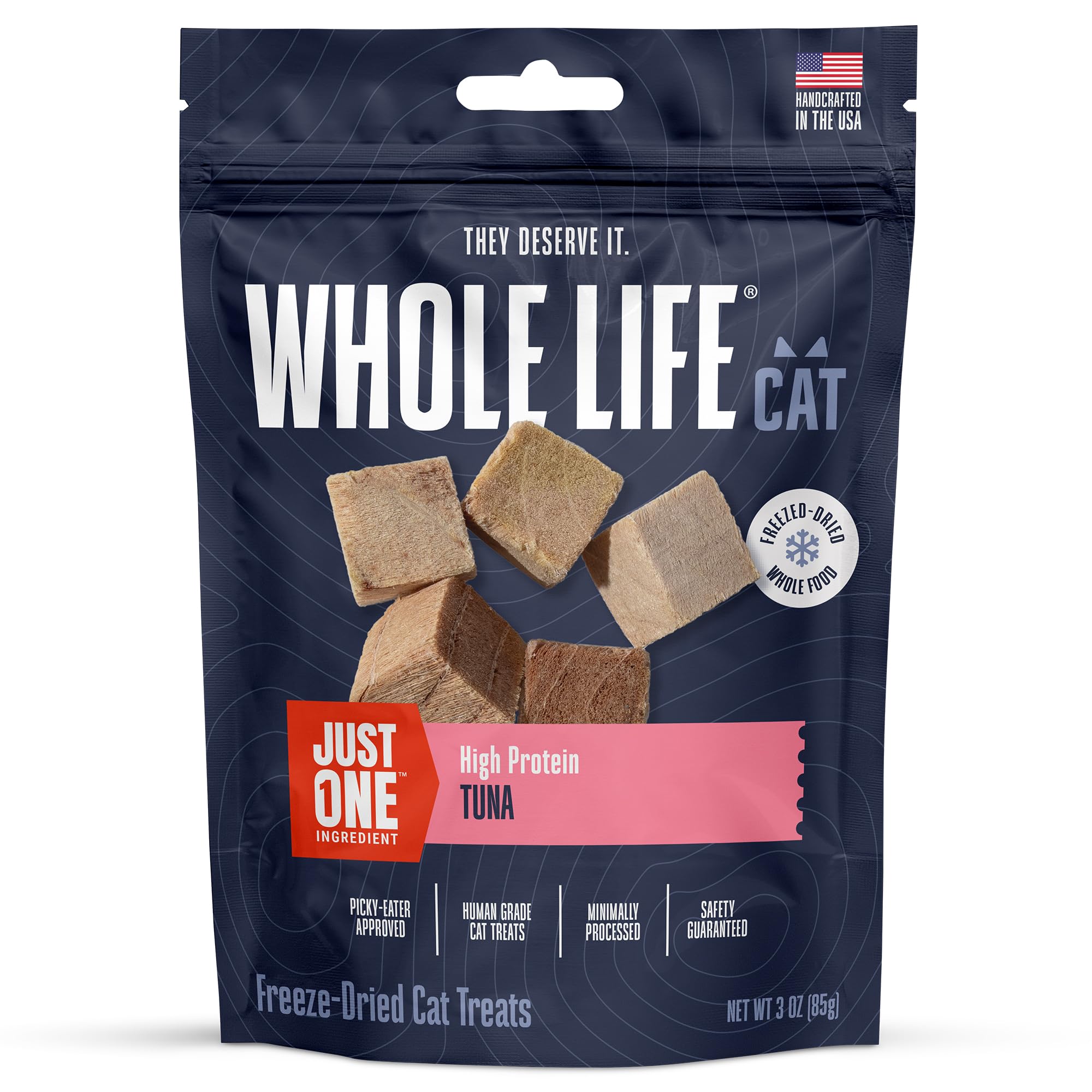 Friandises de thon lyophilisé Whole Life pour chats, riches en protéines