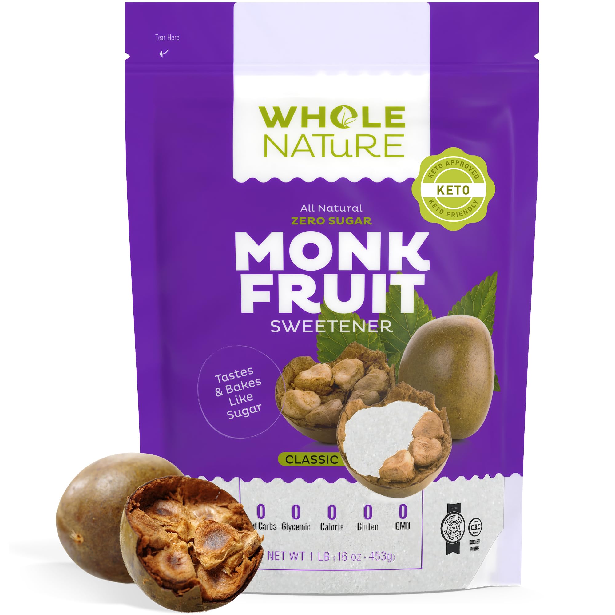 Whole Nature Monk Fruit Sweetener erythritol blend boosts texture and sweetness in drinks.
