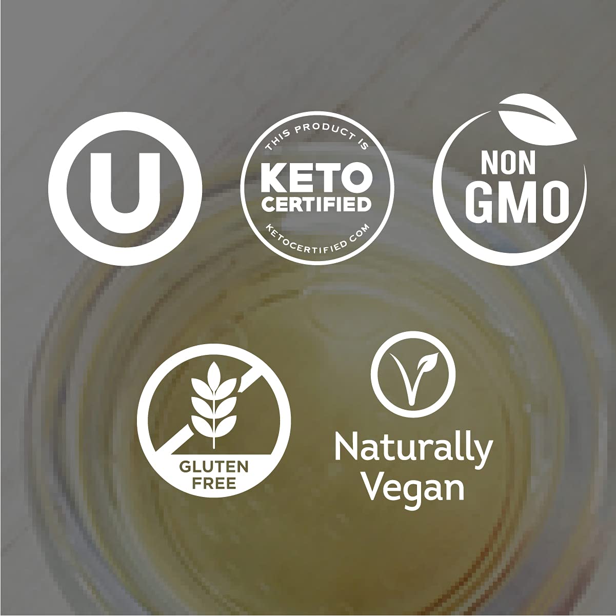 Wholesome Allulose liquid bottle displays gluten-free and vegan certifications.
