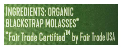 Wholesome Molasses label with certifications signals trusted Organic and Fair Trade.