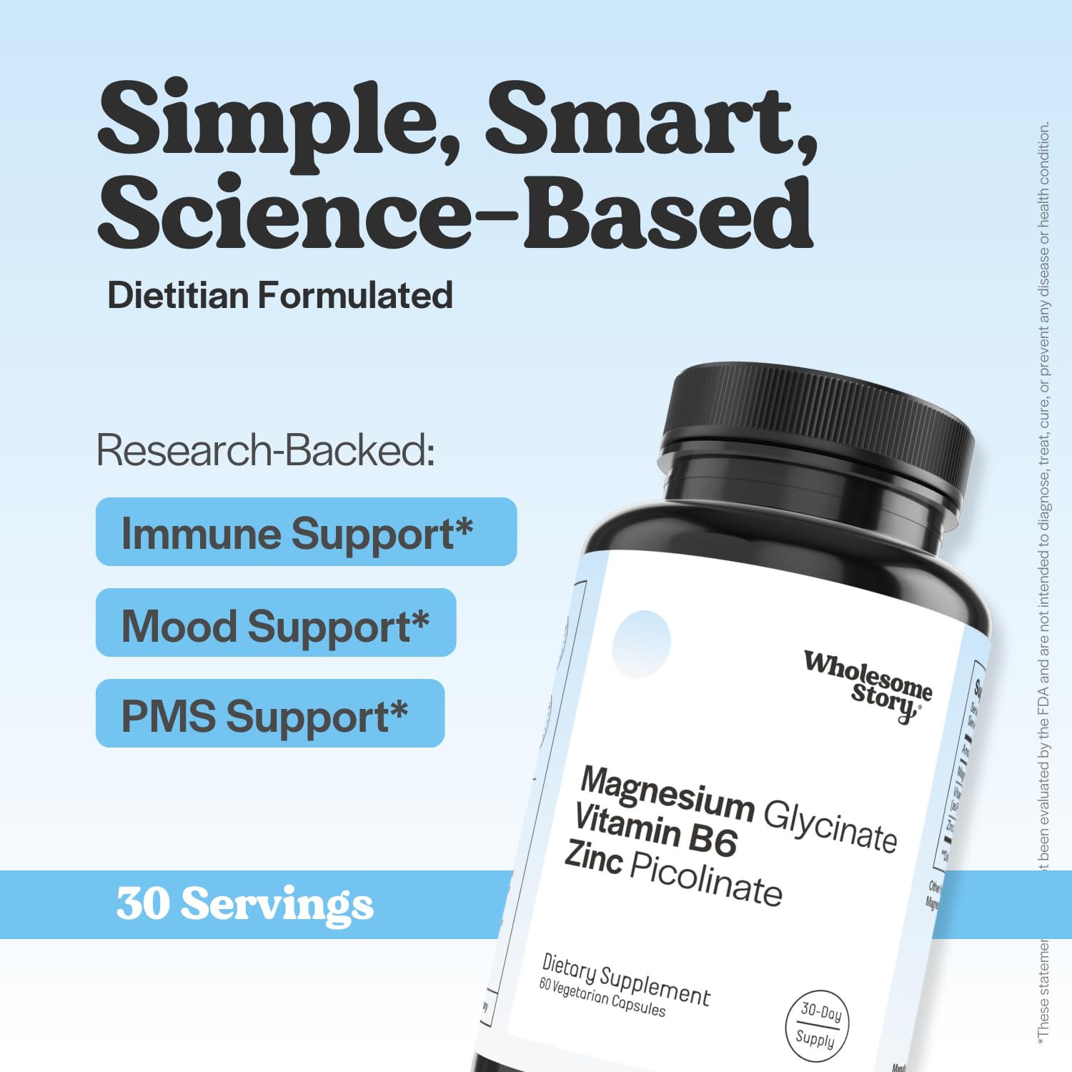 Wholesome Story magnesium glycinate capsules promote calm and steady energy