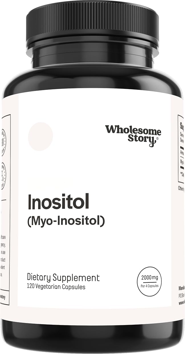 Wholesome Story Myo-Inositol bottle pour for daily hormonal balance routine.