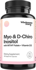 Wholesome Story myo-inositol-d-chiro bottle closeup for hormone balance support