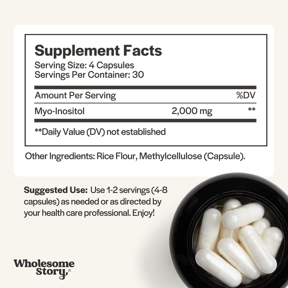 Wholesome Story Myo-Inositol label highlights vegan, clean-label quality.
