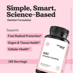 Wholesome Story NAC bottle label close-up highlighting vegan capsules