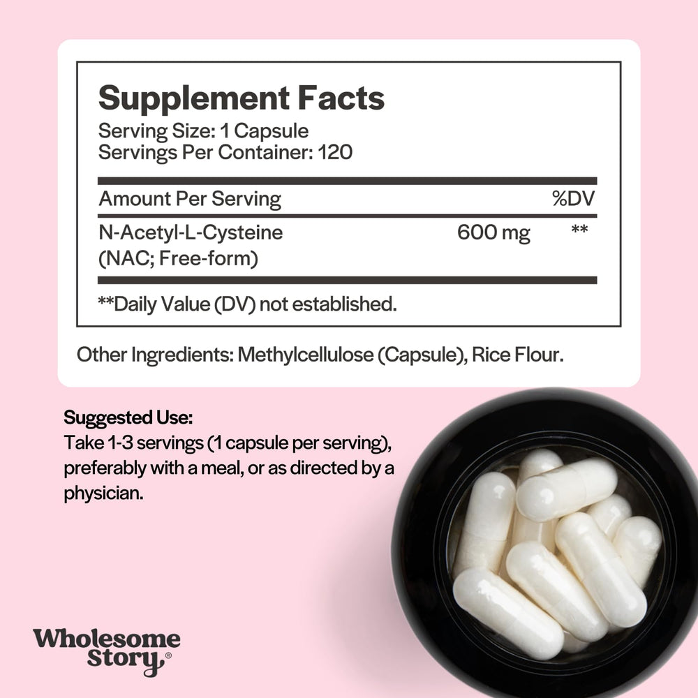 Wholesome Story NAC capsules close-up for easy daily use
