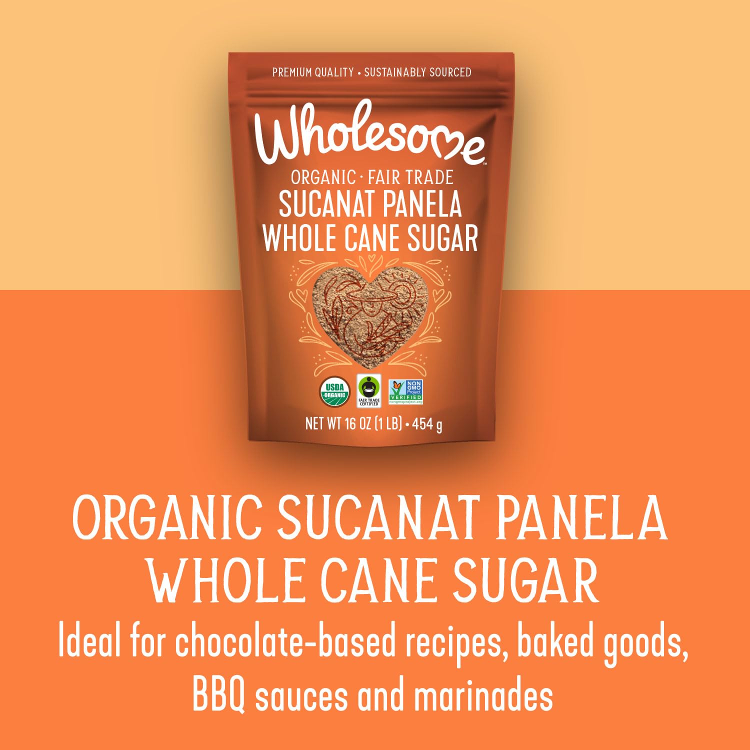 Wholesome Sucanat Panela sprinkled on pancakes demonstrates versatile use.