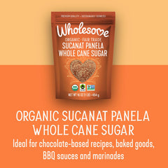 Wholesome Sucanat Panela sprinkled on pancakes demonstrates versatile use.