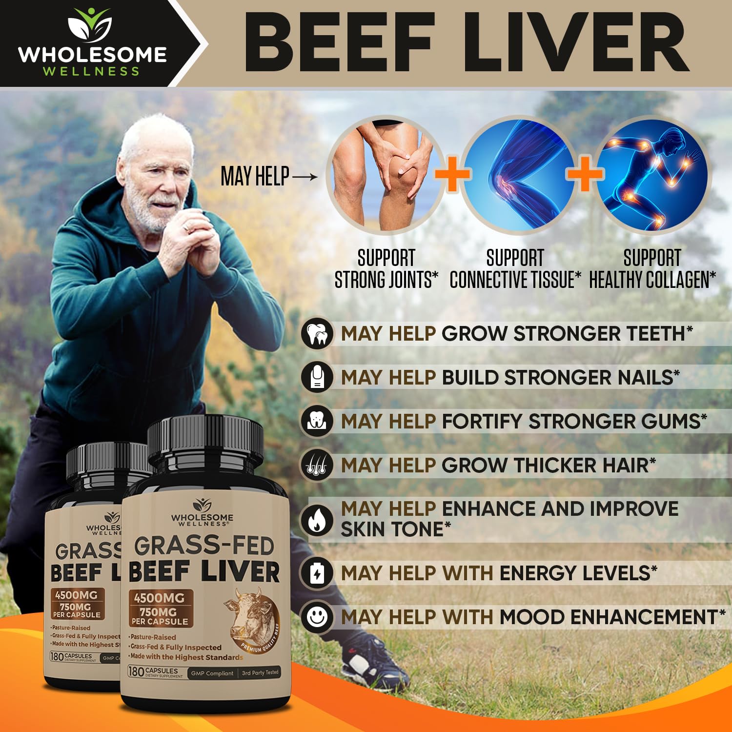 Wholesome Wellness beef liver capsules closeup powder detail signals freeze-dried potency for nutrient support