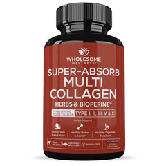 Wholesome Wellness bottle and capsules close-up for convenient daily collagen support