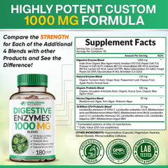 Wholesome Wellness Digestive Enzymes probiotic capsule displays 10 strains for gut balance