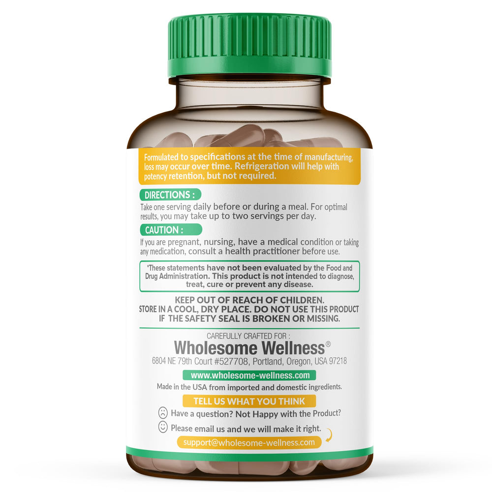 Wholesome Wellness Digestive Enzymes usage guide shows easy chewable option