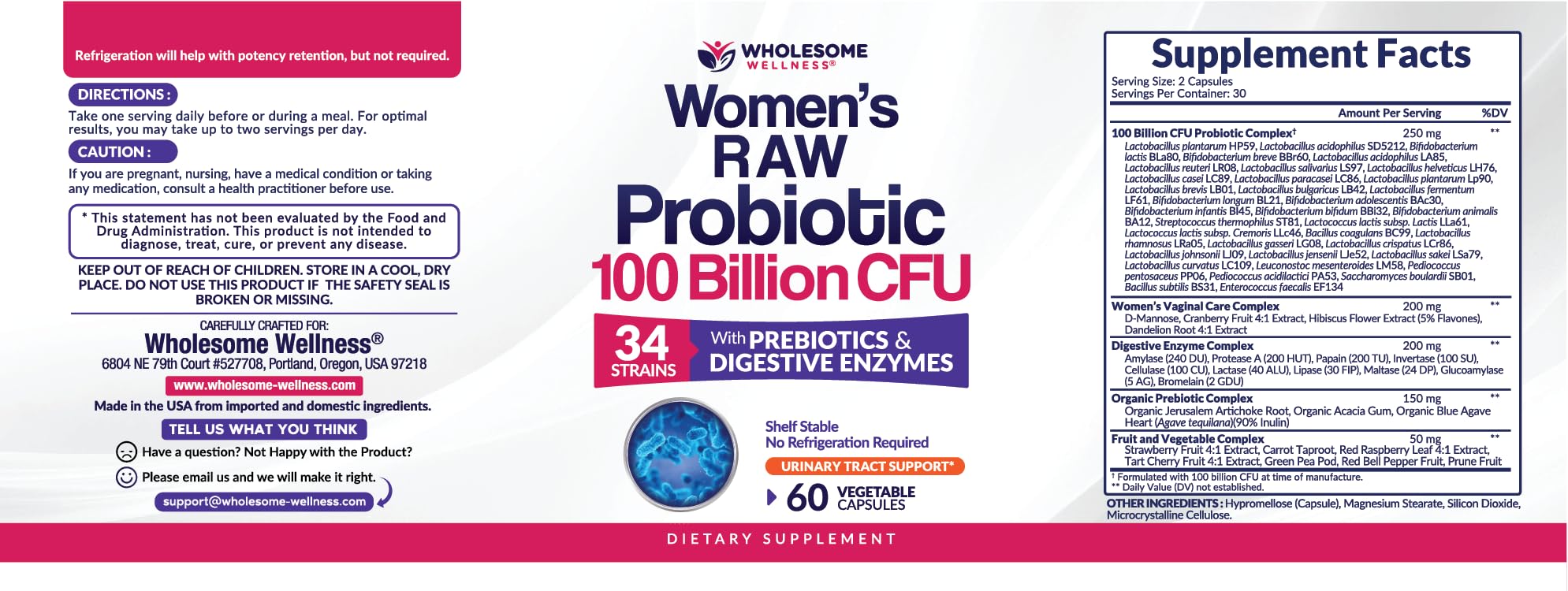 Wholesome Wellness capsules image shows tasteless, odorless capsules for easy daily use