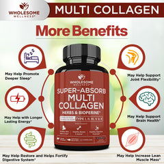 Wholesome Wellness five-type collagen blend visual for comprehensive collagen types