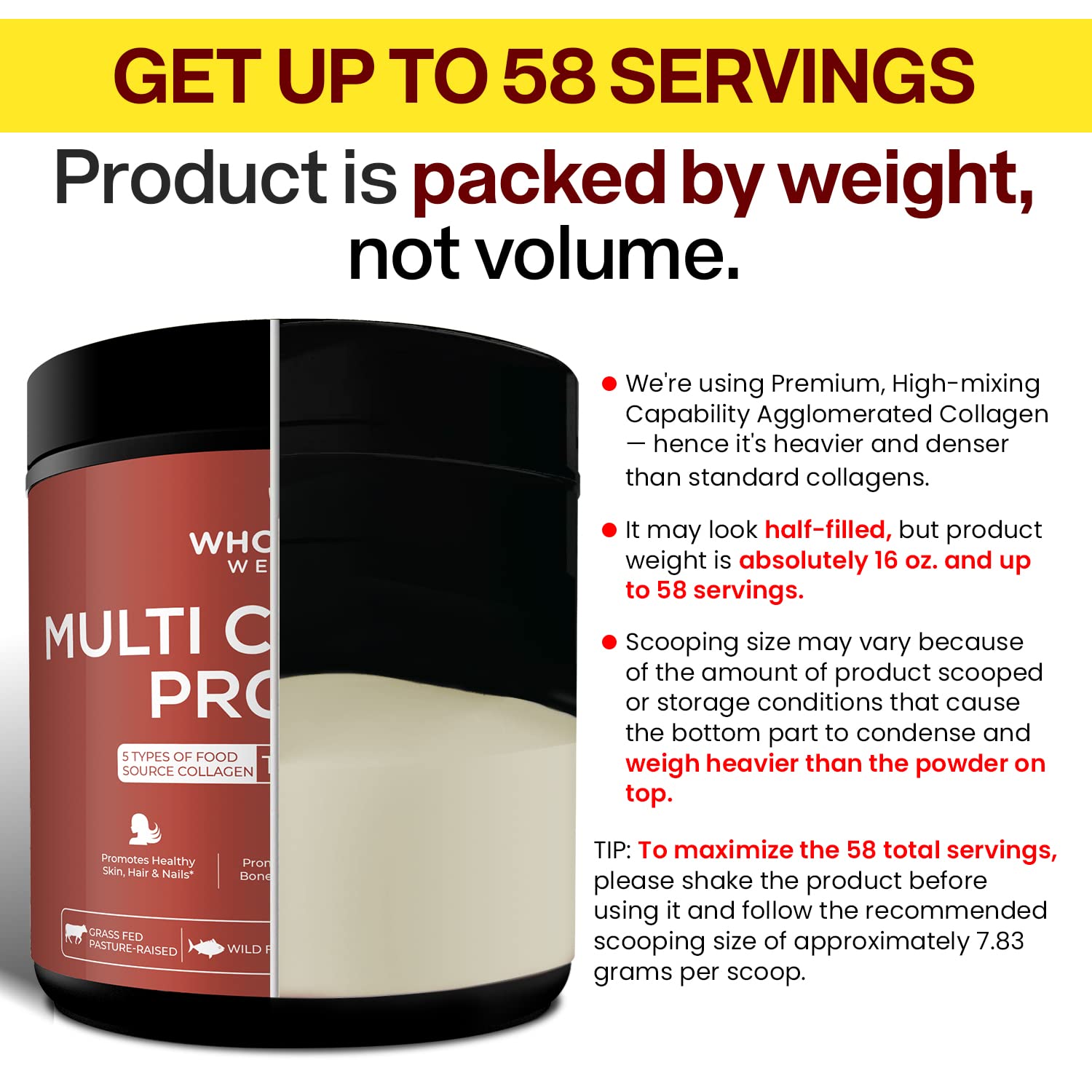 Wholesome Wellness packaging shows five collagen types for comprehensive use