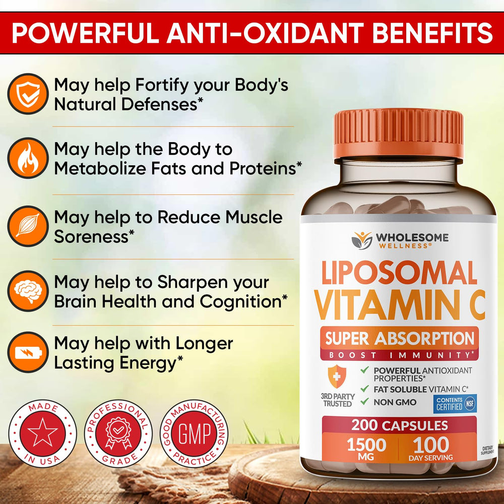 Wholesome Wellness liposomal phospholipids and sunflower lecithin ingredients panel.