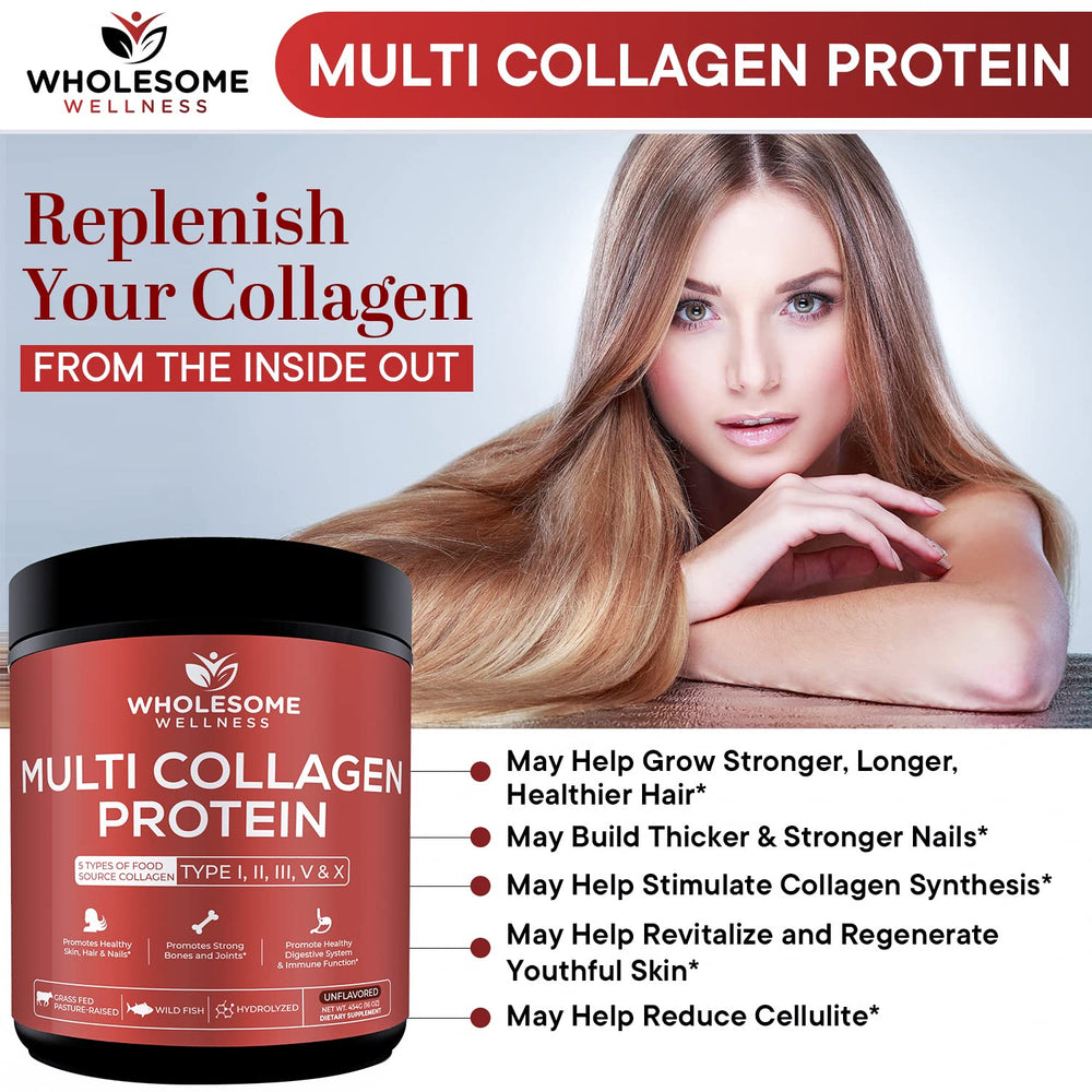 Images of grass-fed, cage-free, and wild-caught sources on Wholesome Wellness label